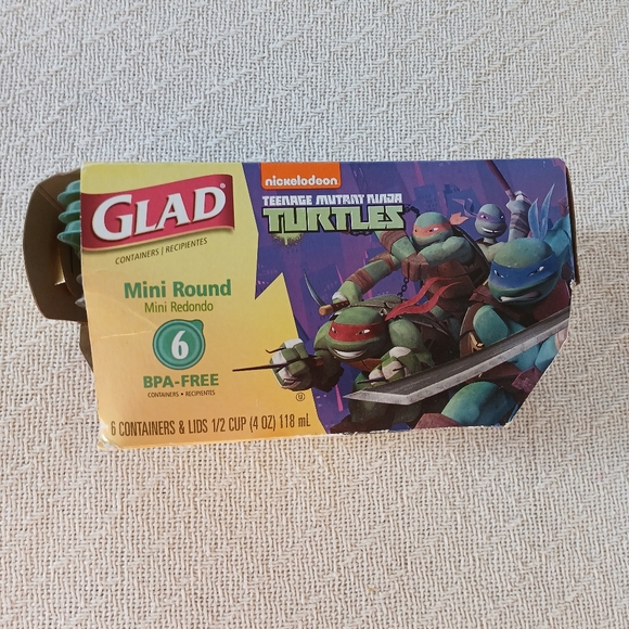 glad ♡ ninja turtles 6 mini round plastic ware storage containers tmnt - Picture 1 of 7